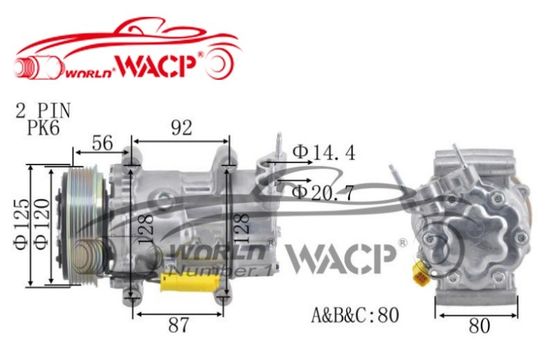 Peugeot Partner 1007 1608881380 WXPG008 için otomobil klima kompresörü