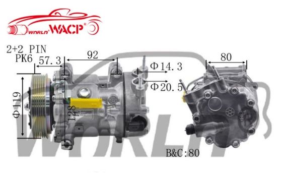 1309 Peugeot407 3008 4008 WXPG017 için otomobil klima kompresörü